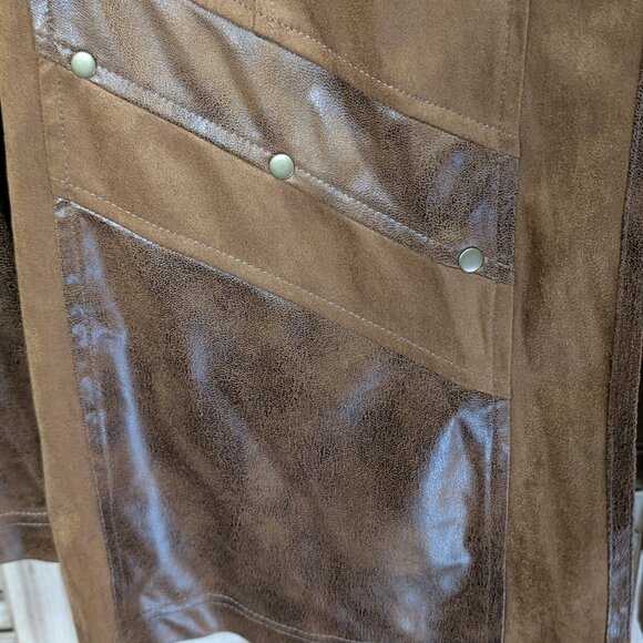 Allison Daley Faux Leather Open Front Jacket Brown Size 18W - Picture 3 of 11